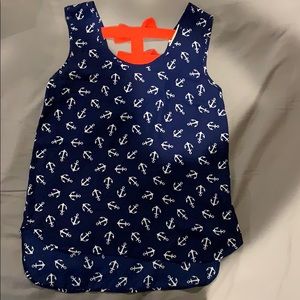 Navy blue tank top with white anchors